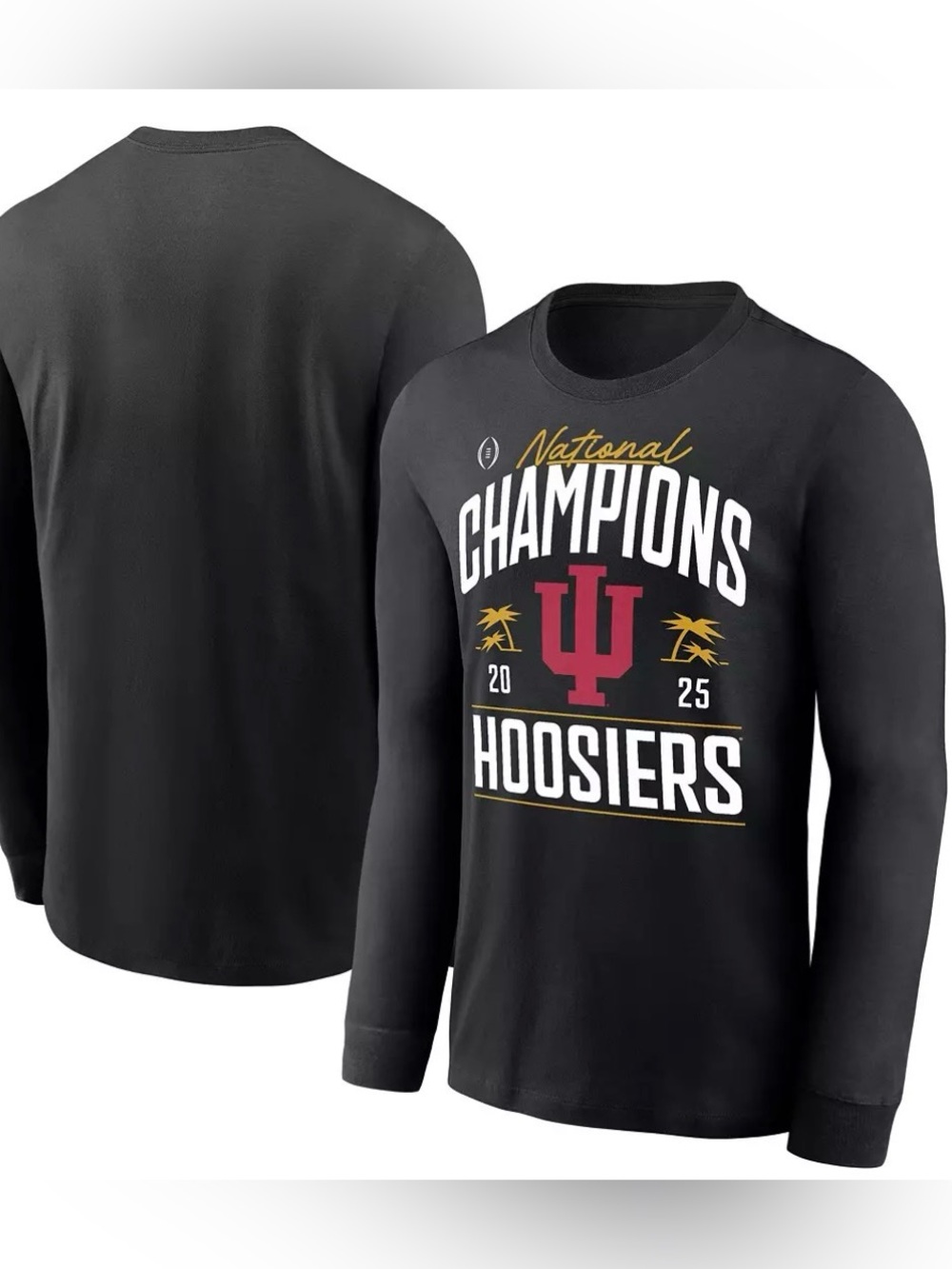 NWT NIKE Black Indiana Hoosiers 2025 National Championship Tee Shirt - Size XL